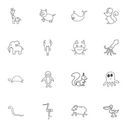 set of 16 editable zoo icons includes symbols vector image