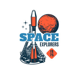 spaceship icon of space exploration spacecraft vector image