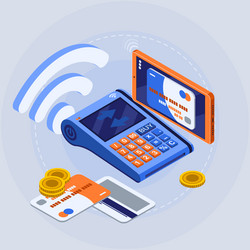 Wireless Technology Isometric Connection vector image