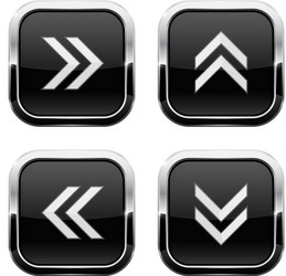 Black button with white arrows web 3d icons vector