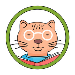 Cute cat reading a book cartoon vector