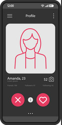 Dating app profile interface template vector