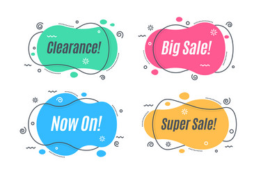 Flat linear promotion banner shapes price tag vector