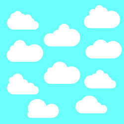 set cloud icons in trendy flat style isolated vector image
