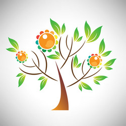 abstract tree with colorful leaf and fruit vector