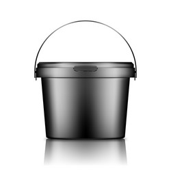 black bucket with handle mockup isolated from vector image