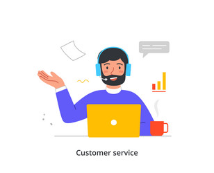 Call Center Operator Support vector image