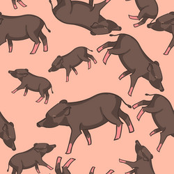 Cute pig doodle seamless pattern Royalty Free Vector Image