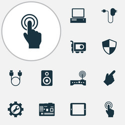 device icons set with charger adapter cursor vector