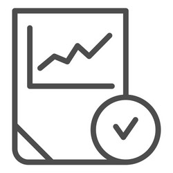 graph with check line icon chart tick vector image