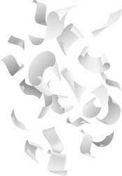 Group flying papers falling chaotic empty white vector