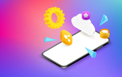 sharing files with mobile phone banner copy vector image