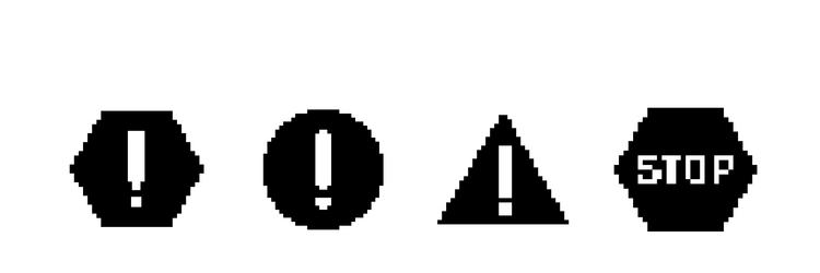 8 bit caution road sign icon pixel error retro Vector Image