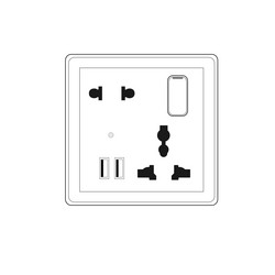 ac power plug 2 and 3 pin multi switched socket vector image