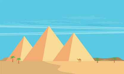 Pyramids in egypt desert 8bit pixel background Vector Image