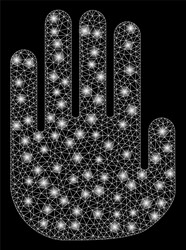 Glossy mesh network stop hand with flare spots vector