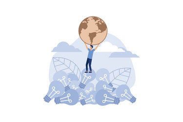 man saves the planet from pollution by standing vector image
