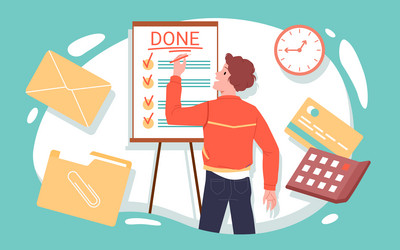 man with work tasks document or personal planner vector image
