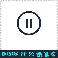 Pause button icon flat vector