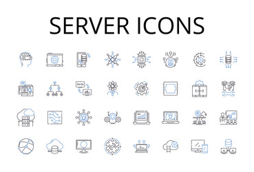 server icons line collection computer vector image