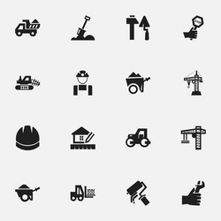 set of 16 editable structure icons includes vector image