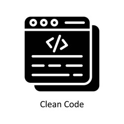 clean code solid icon design vector