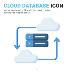 cloud database icon with flat color style vector