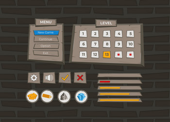 complete set of level button game pop-up icon vector image