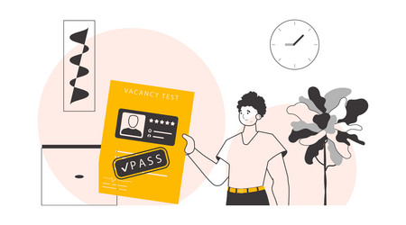 man passed the job test minimalistic linear style vector image