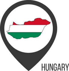 map pointers with contry hungary flag vector image