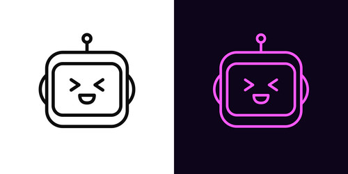 outline laughing robot icon with editable stroke vector image