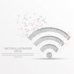 wifi signal low poly wire frame on white vector