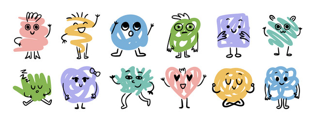abstract funny scribble characters different vector image