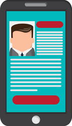 Curriculum vitae cv on cellphone screen icon vector