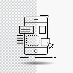 Drag mobile design ui ux line icon on transparent vector