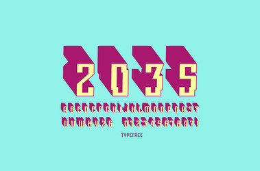geometric sans serif font with drop shadow vector image