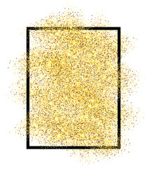 gold glitter sand in black frame isolated white Vector Image