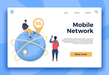 mobile 5g network landing page connection vector image