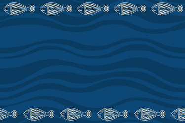 seamless horizontal border pattern with fishes vector image