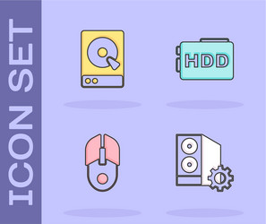 set case computer hard disk drive hdd vector image
