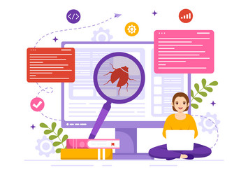 software testing with application engineering vector image