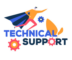 technical support - flat design style colorful vector image