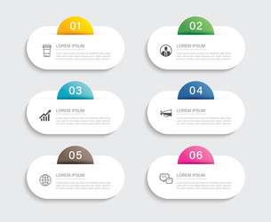 6 data infographics tab paper index template vector image