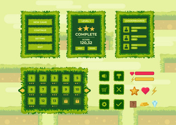 complete set of level button game pop-up icon vector image