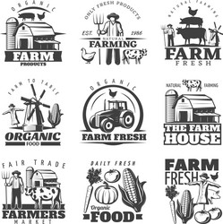 Set of farm market labels Royalty Free Vector Image