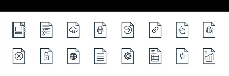 file and document outline line icons linear set vector image