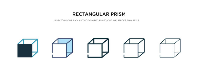 rectangular prism volume icon in different style vector image