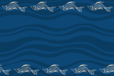 seamless horizontal border pattern with fishes vector image