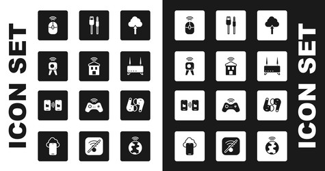 set cloud upload smart home with wi-fi web vector image