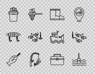 set line fish on hook fishing float in water vector image